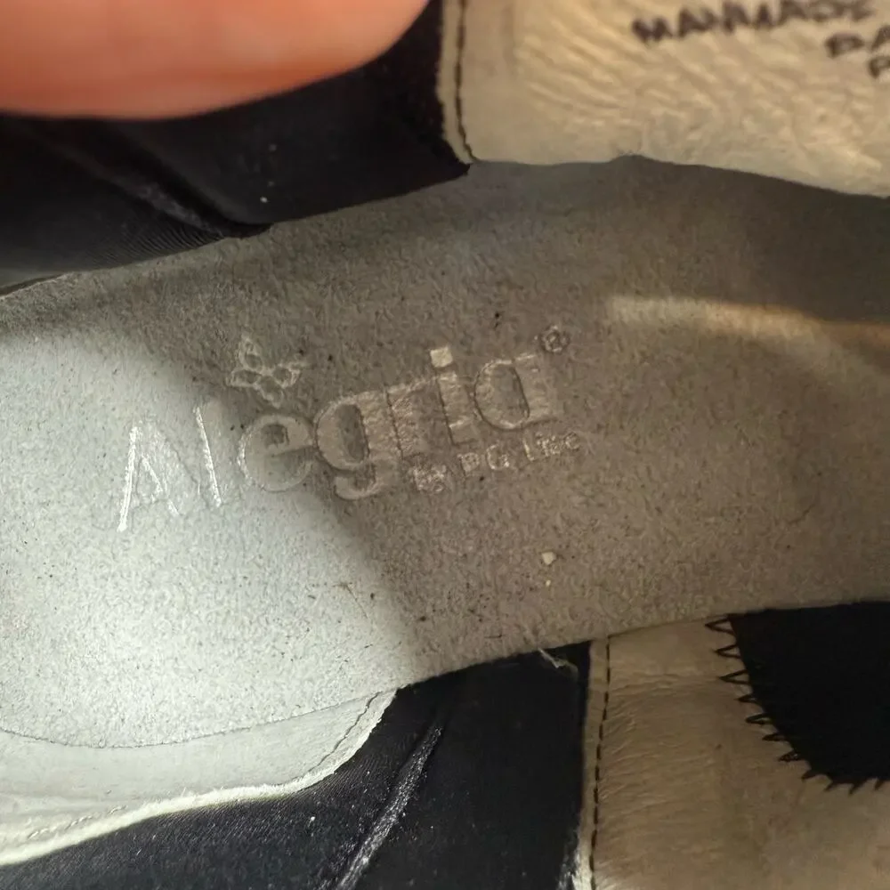 ALEGRIA Women's 36 Sloan Comfort Clog Wedge Shoes Black Leather Zip Ankle Boot
